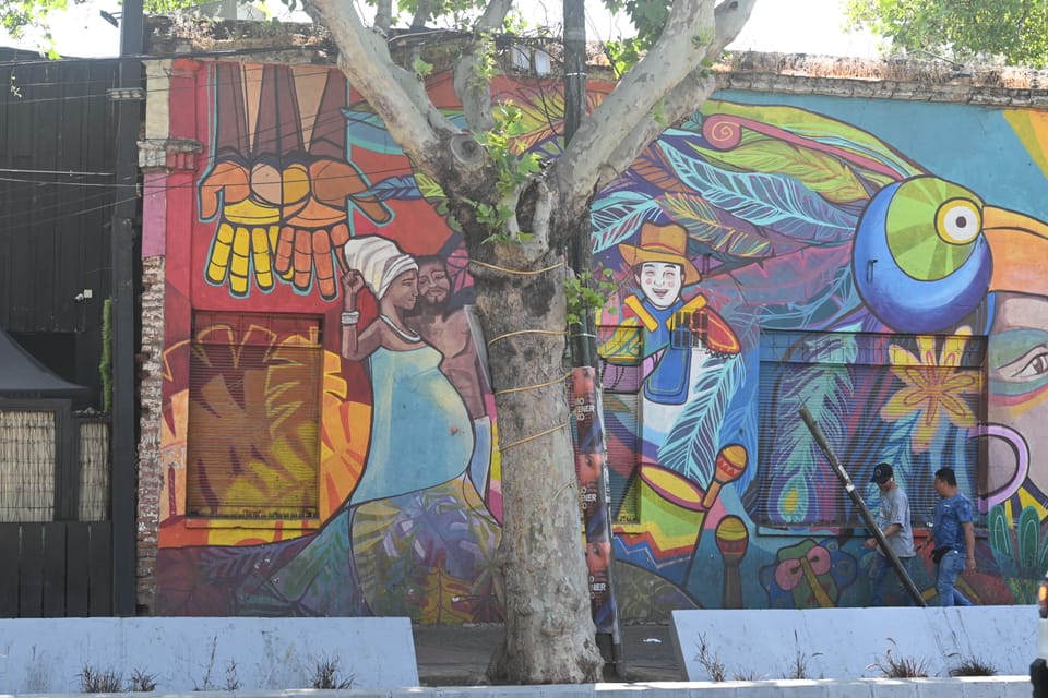 graphitti an einer Wand in santiago im Künsterlviertel